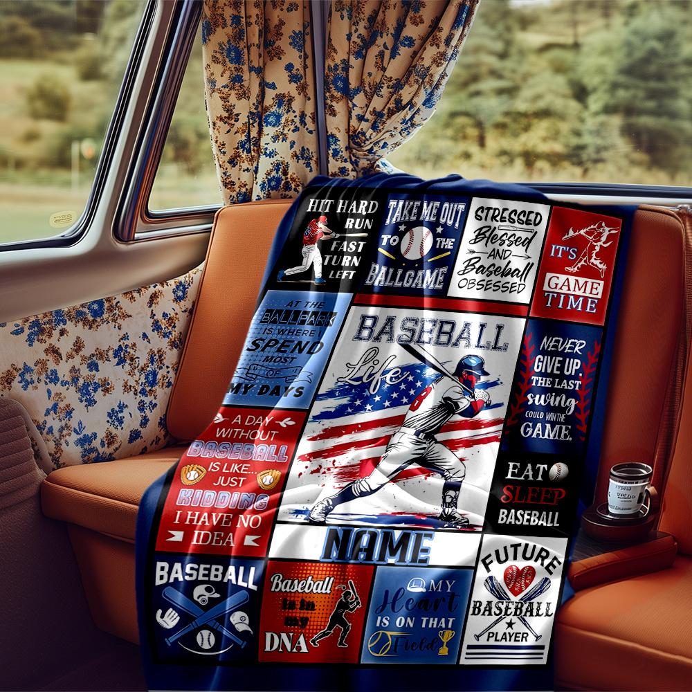 Baseball Player Home Run Dream Field Blanketcustomize Your Name Lightweight Comfortable And Stylish Blanket For Travel Bed Home Chair Office Sofa And