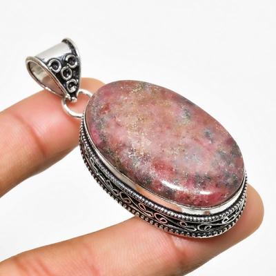 Ювелирный кулон ручной работы с родонитом, посеребренный 925 пробы, 2,08 дюйма