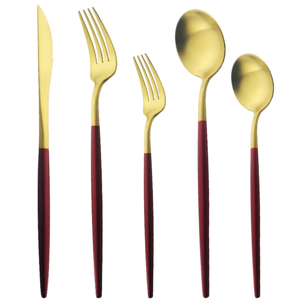 5 шт., матовая круглая ручка, серебро 18/10, набор столовых приборов из нержавеющей стали, нож, вилка, ложка, посуда, набор столовых приборов