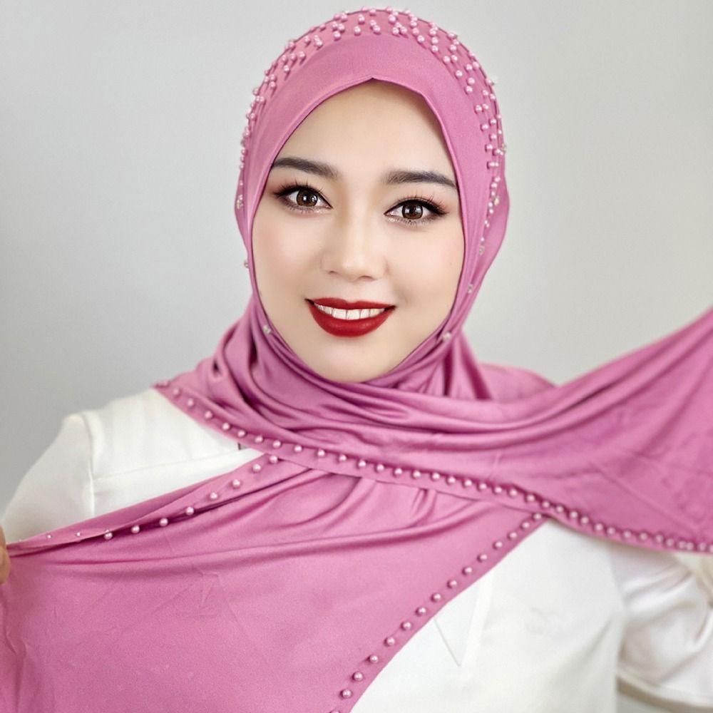 Расшитые бисером арабские хиджабы-шапки однотонные турецкие повязки-шарфы удобные мусульманские хиджабы женские