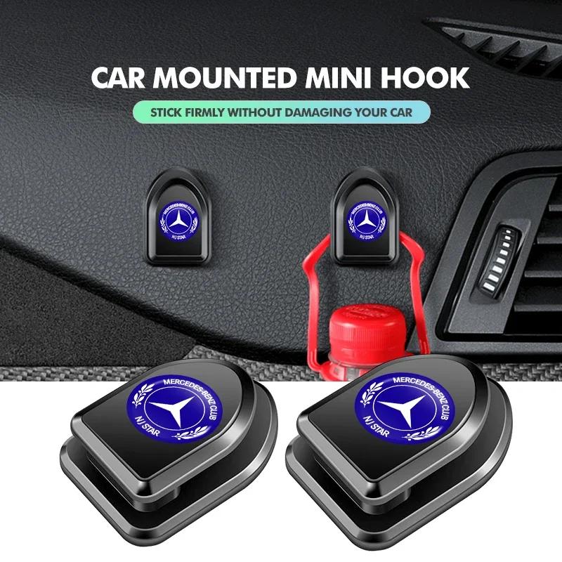 4pcs Car Paste Hooks USB Storage Hanger Interior Accessories For Mercedes Benz C180 C300 W124 W176 W177 C200 C260 GLC CLE CLA EQSTU1