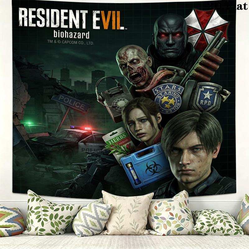 Настенный гобелен Resident Evil Эстетичное настенное панно Печатное тканевое одеяло Декоративные гобелены Для спальни гостиной Домашний декор