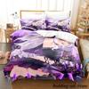 Murasaki Shion Bedding Set Single Twin Full Queen King Size Bed Set Adult Kid Bedroom Duvetcover Sets Anime Parure De Lit Bed