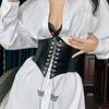 Female Korean Dress PU Leather High Waist Cummerbunds Waist Belt Female Waistband Butterfly Chain