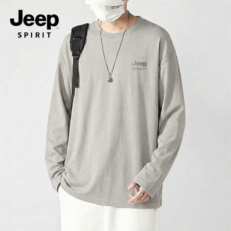 Мужская хлопковая футболка с длинным рукавом JEEP SPIRIT, свободного кроя, с круглым вырезом