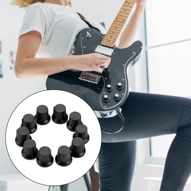 10 шт. Ручка управления потенциометром 6 мм Рифленое отверстие вала Ручка усилителя Пластиковые ручки для электрогитары Легко установить