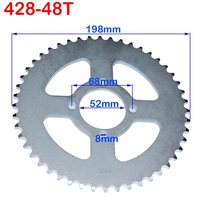 Цепи 428 25T/31T/32T/37T/39T/41T/42T/48T 48мм 76мм Задняя звезда цепи для квадроцикла ATV Pit Dirt Bike Багги Картинг Мотоцикла