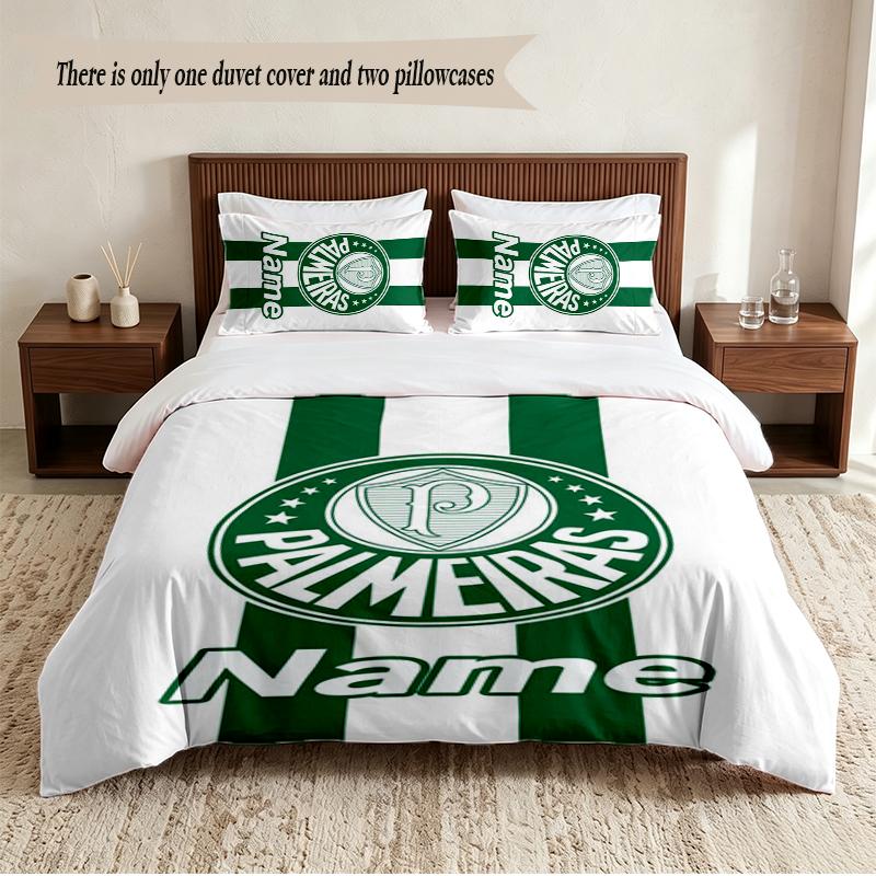 Sociedade Esportiva Palmeiras Personalized Custom Name 3‑Piece Bedding Set Soft Duvet Cover Set For Bedroom Home Decor