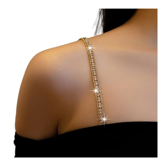 1 Pc Rhinestone Shoulder Strap Silver Rhinestone Bra Shoulder Chain Jewelry Adjustable Underwear Strap for Festival Rave Bridal Wedding Dress