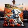 1pc Dalmatian Field Throw Blanket Polyester Fiber, Lightweight Flannel, Soft & Warm, All Season Use for Outdoor, Camping Digital Print