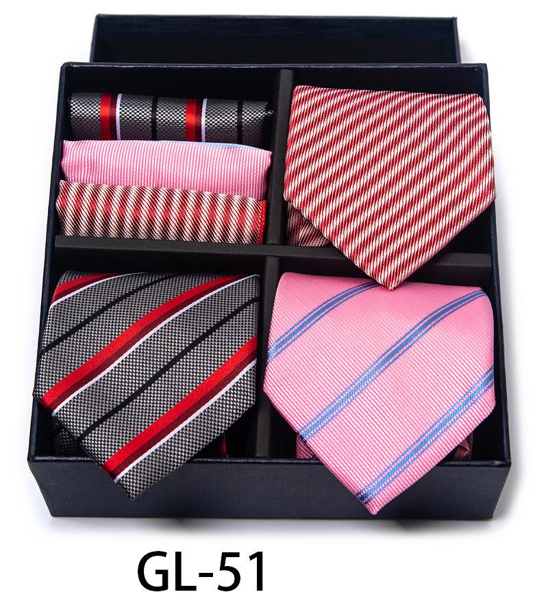 Men'S Gift Box Set Tie Fashion Business Net Color Jacquard Tie Square Scarf