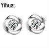 Yi Hua Silver-Plated Rotating Love Earrings - Simple Retro Design for Women