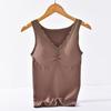 Winter Women Thermal Vest with Chest Pads Seamless Lace V Neck Fast