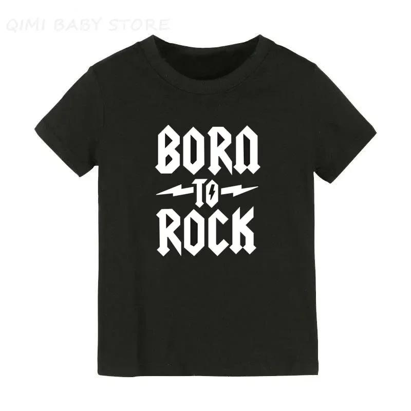 Детская футболка Born To Rock для мальчиков и девочек, унисекс, детская одежда, крутой модный стиль, топы, детские летние футболки с коротким рукавом и графическим принтом