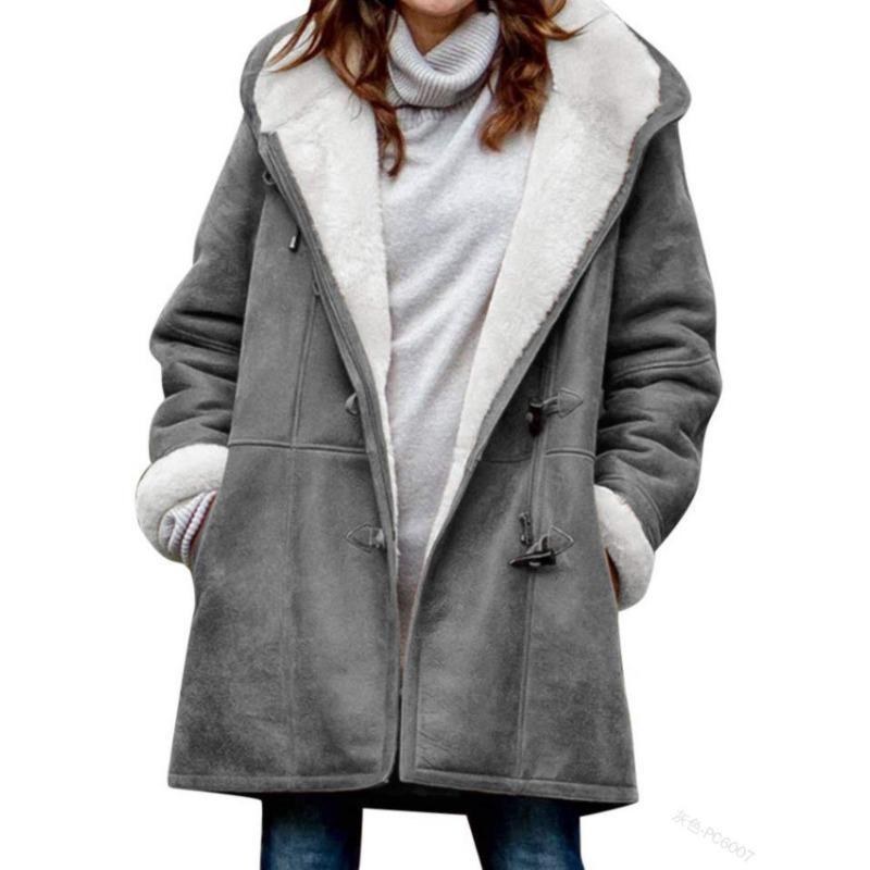 Winter Women's Fleece Warm Coat Top with Plush Neck Pocket Women's Coat