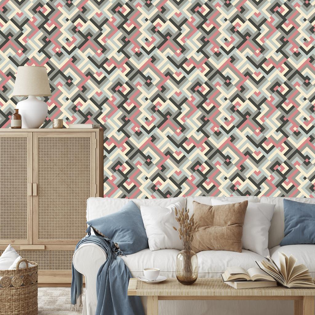 Geometric retro pattern wallpaper for living room and bedroom 50x1000