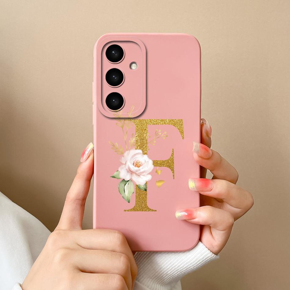 Чехол для Samsung Galaxy S25 Plus FE Чехол для Samsung S25 Ultra Розовый Буквенная Задняя Крышка Мягкий Жидкий Силикон Противоударные Защитные Чехлы для Телефона