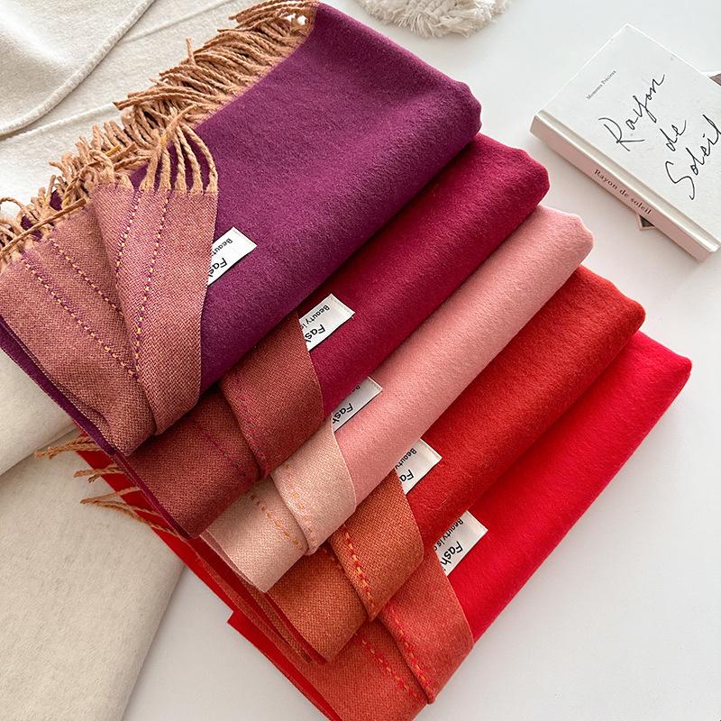 New Winer Warm Cashmere Scarf for Women Fashion Solid Thick Blanket Pashmina Shawl Wrap Female Bufanda Echarpe Foulard