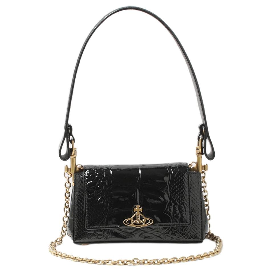Vivienne Westwood Vivienne Westwood HAZEL Cow Leather Shoulder Bag Women's Black 50684358800D
