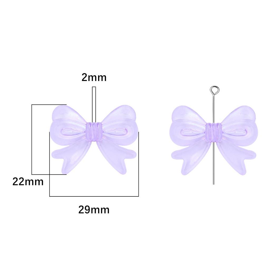 4Pcs Plastic Acrylic Shiny Color Butterfly Bowknot Bows Beads Charm for Necklace Bracelet Earring Hair Ornaments Making DIY Jewelry Accessories
