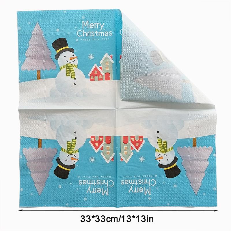 20 шт./упак. 33*33 см 2-слойные одноразовые салфетки для вечеринок с рождественским узором