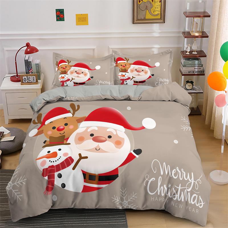 3D Merry Christmas King Queen Комплект постельного белья для детей с рисунком Санта-Клауса, снеговика, оленя, покрывало для пододеяльника, рождественское покрывало из полиэстера