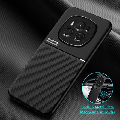 Для Honor Magic6 Pro Чехол Магнитный держатель Кожаный чехол для телефона Для Honor Magic 6 Pro 6Pro Magic6 Мягкий силиконовый бампер Задняя крышка