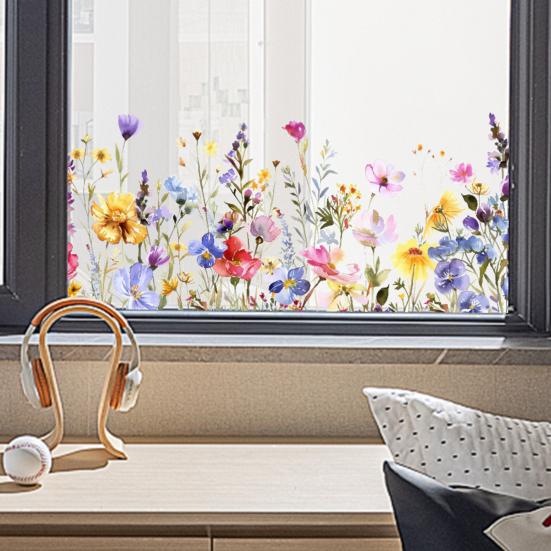 Красочные цветочные статические наклейки двухсторонние водонепроницаемые цветы наклейки весенние окна цепляются за