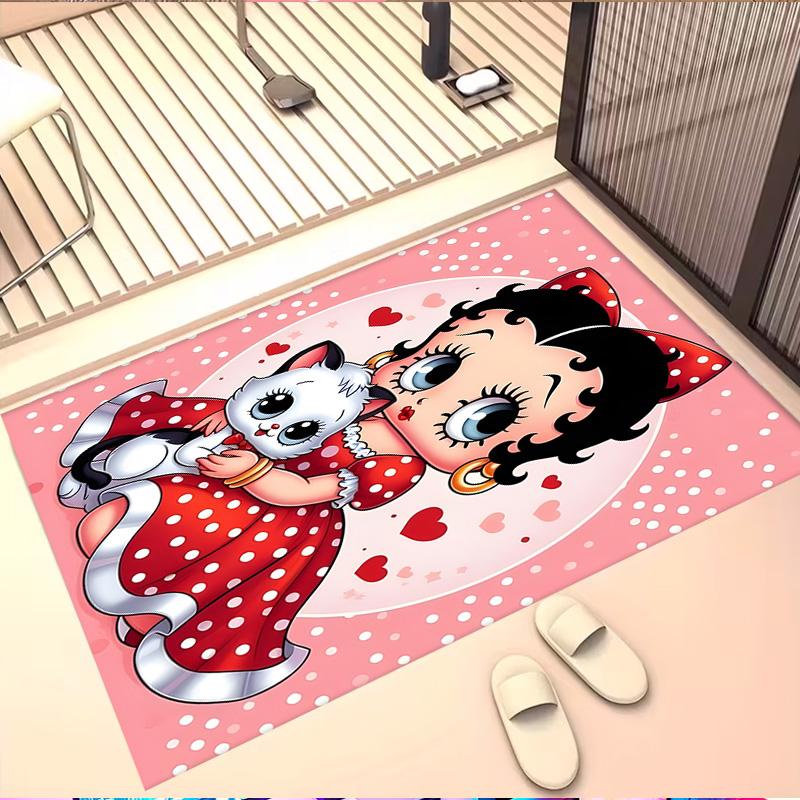 Betty Boop Print Rug, Washable Floor Carpet, For Entryway Dorm Laundry Room Office Study, Home Decor Birthday Christmas Gift