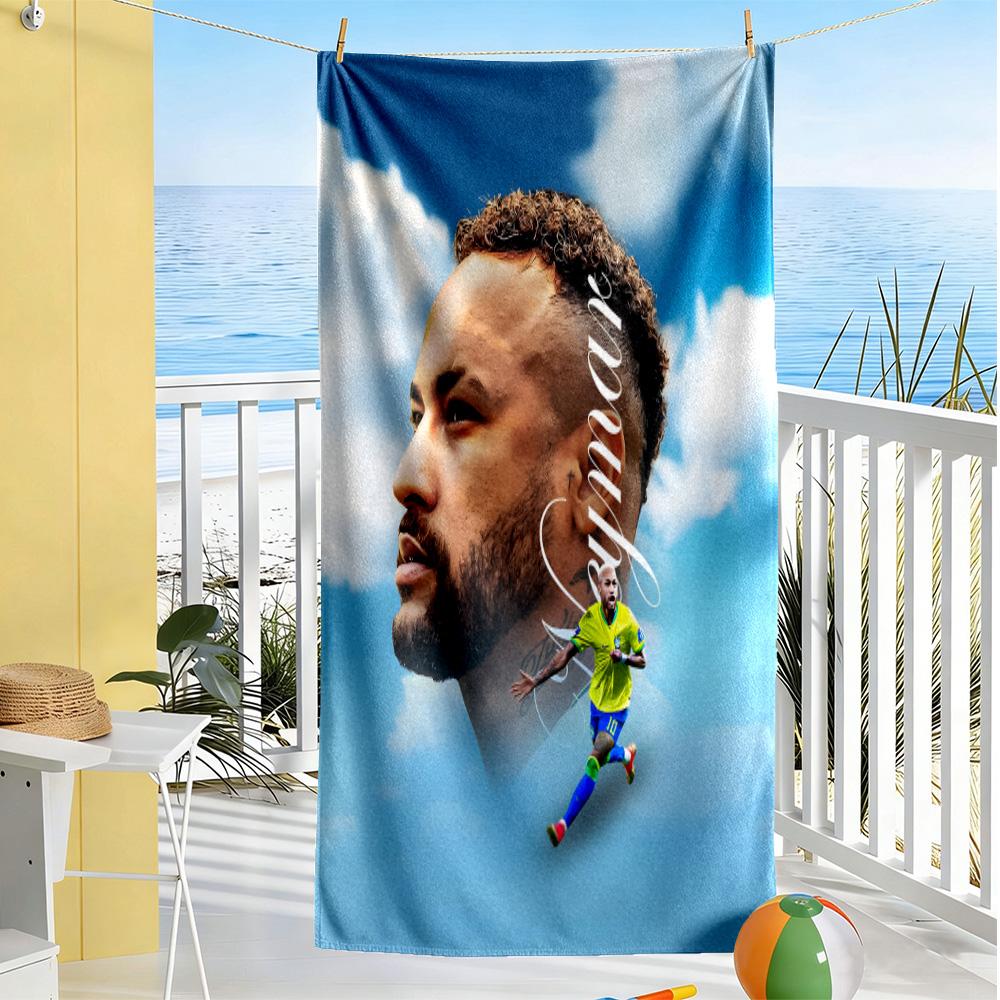 Neymar S Shadow Portrait Beach Towel Quick-Dry Soft Microfiber Comfortable Lightweight