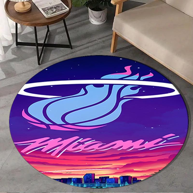 Heat Team Logo Artwork Round Rug for Livingroom,Bedroom, Palyroom, Chair Rug, Area rug, Circle Carpet, Large Size Fan Christmas gift