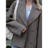 Women's Woolen Coat Thick Lapel Long Sleeve Jackets Oversize Casual Coats Elegant Lady Office Outerwear Autumn Winter