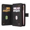 For iPhone 16 Pro Zipper Wallet Case with 15 Card Slots and Strap Leather Phone Cover