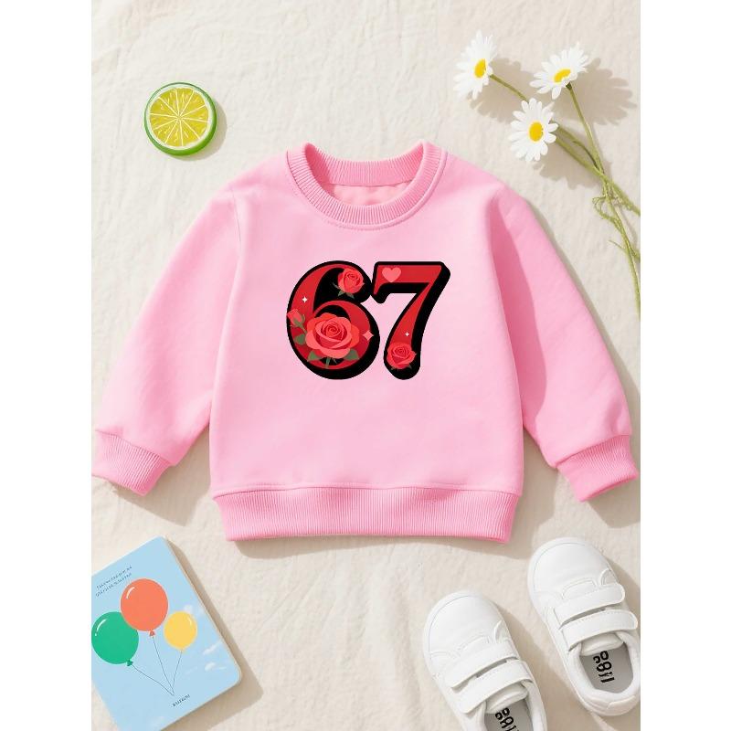 European sizes Graphic Children's Crewneck Sweatshirt, Casual  Long-sleeve Crewneck Pullover with Slightly Stretchy Fabric