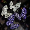 Heavy Industry Exquisite Butterfly Black Purple White Zircon Silver Needle Earrings Suitable For Women'sDaily Party Fashion Jewelry