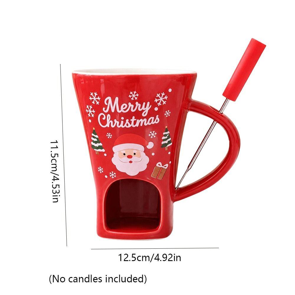 Ceramic Chocolate Melting Cup With Fork Ceramic Candle Warmer Christmas Celebration