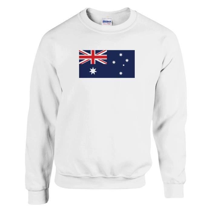 Sweat-shirt - PIXELFORMA - Drapeau de l'Australie - Manches longues - Blanc - Col arrondi