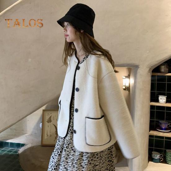 Женское осенне-зимнее пальто, однобортное, однотонное, свободные накладные карманы, термостойкий кардиган с длинными рукавами, повседневная куртка