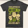 Roundneck vintage horror festival monster poster design suitable for both Unisex and Women Pure cotton shortsleeved Tshirt
