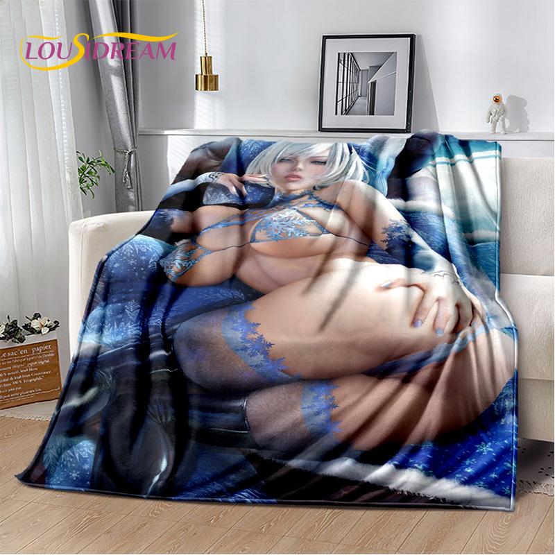 Sexy Lace Beauty Girl Lady Cartoon Anime Character Blanket,Soft Throw Blanket for Home Bedroom Bed Sofa Picnic Office Cover Gift