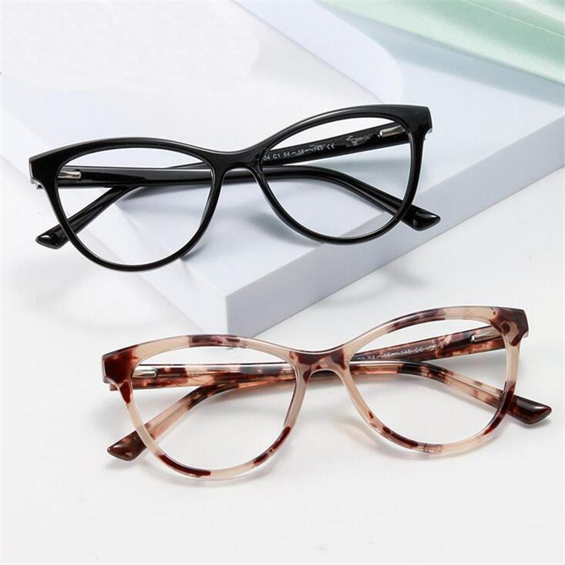 Blue Light Blocking Glasses Women Myopia Lens Prescription Eyeglasses Transparent Gray Frame Cat Eye Diopter 0 To -6