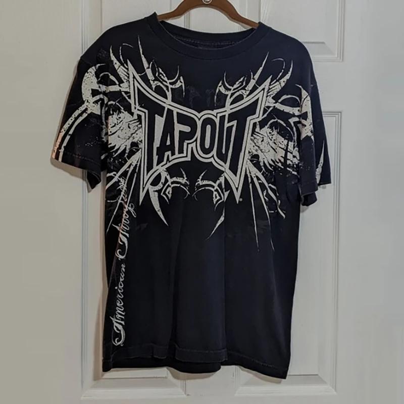 Футболка в стиле ретро Y2K, новая хип-хоп-футболка в стиле Харадзюку с круглым вырезом и коротким рукавом, готический принт, свободный топ, уличная одежда