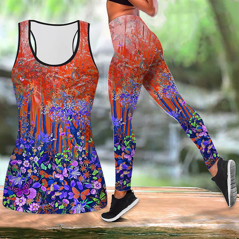 Красивый лесной принт йога костюм для женщин модные леггинсы для тренировок фитнес спортивные повседневные штаны для йоги