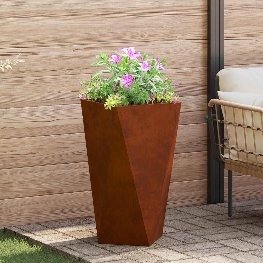 Rustic Planter Box 40 x 40 x 75 cm Weatherproof Steel