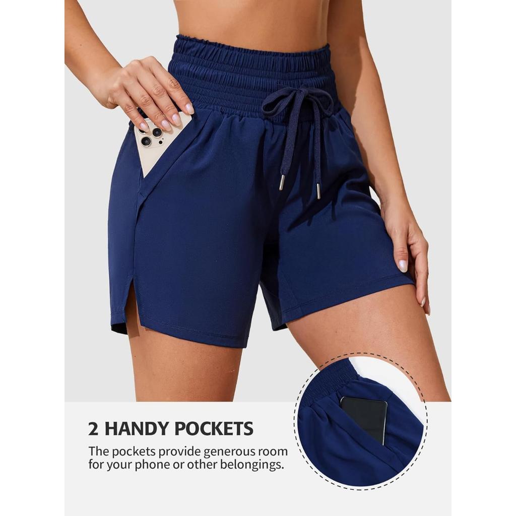 CHARMLEAKS Женские шорты для плавания высотой 6 дюймов с высокой талией Быстросохнущие пляжные шорты с карманами