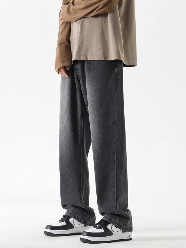 Dingfengbaoluo Men's High Street Loose Straight Wide-Leg Pants