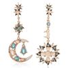 Exaggerated Luxury Sun Moon Stars Drop Earrings Boho Vintage Punk Asymmetrical Rhinestone Earrings For Women Jewelry