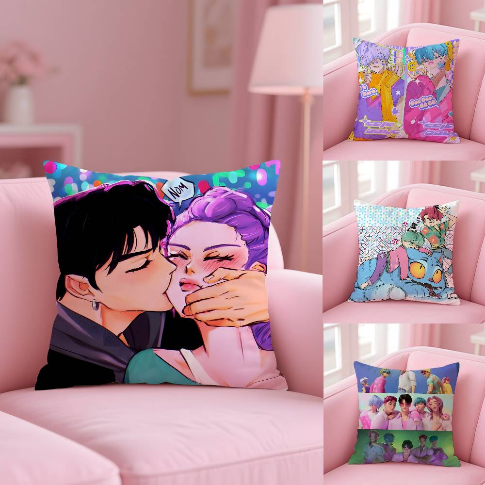 Saja Boys Kpops D-Demon H-Hunters Pillow Case Pattern Printed Pillowcase For Living Room Sofa Cushion Cover & Bedroom Decor