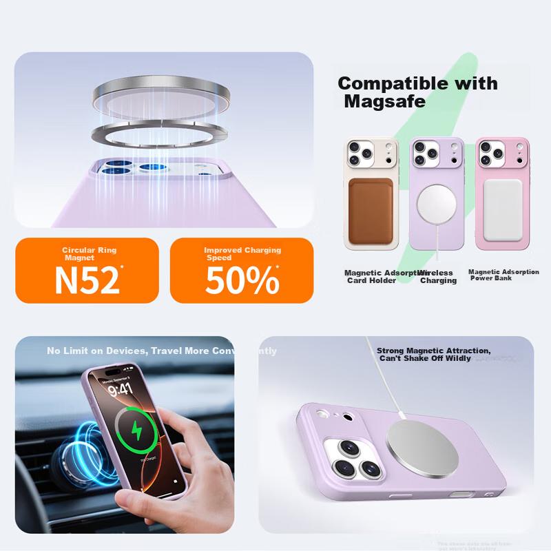 Soft And Skin-FriendlyPhone Case for IPhone 17 Pro, Silicone Magnetic Ultra-Thin Shockproof Full Protection Soft Case, Simple Couple, Antique White