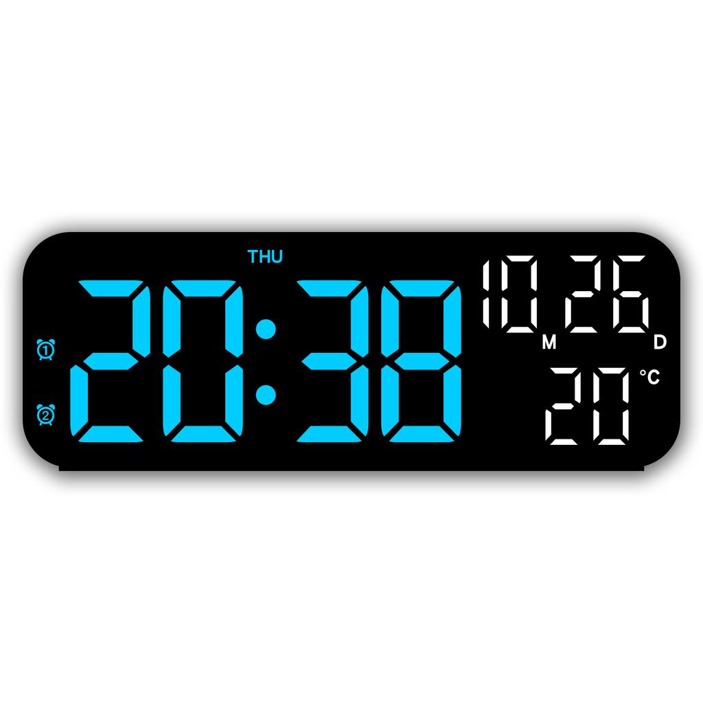LED Voice Control Digital Alarm Clock Temperature Date Day of the Week Display Dual Clock Countdown 12/24H Use Desktop Clock